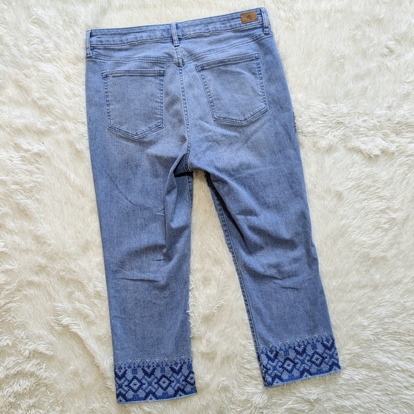 Lauren Ralph Lauren Blue Embroidered Straight Crop Jeans Size 12 - Picture 6 of 13